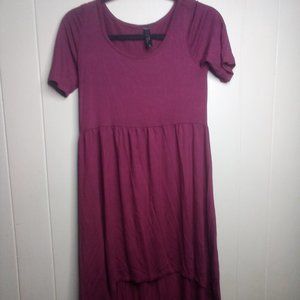 Hot Luxx Dress M Short Sleeve High Low Hem Maroon Red